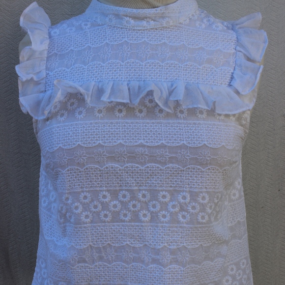 The Impeccable Pig Tops - The Impeccable Pig Embroidery White Top Sz M